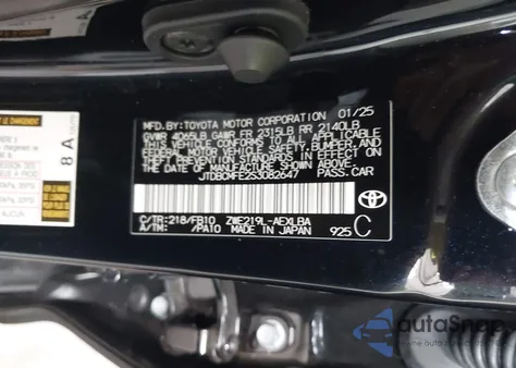 2025 Toyota Corolla Hybrid Le from USA, damaged, VIN JTDBCMFE2S3082647